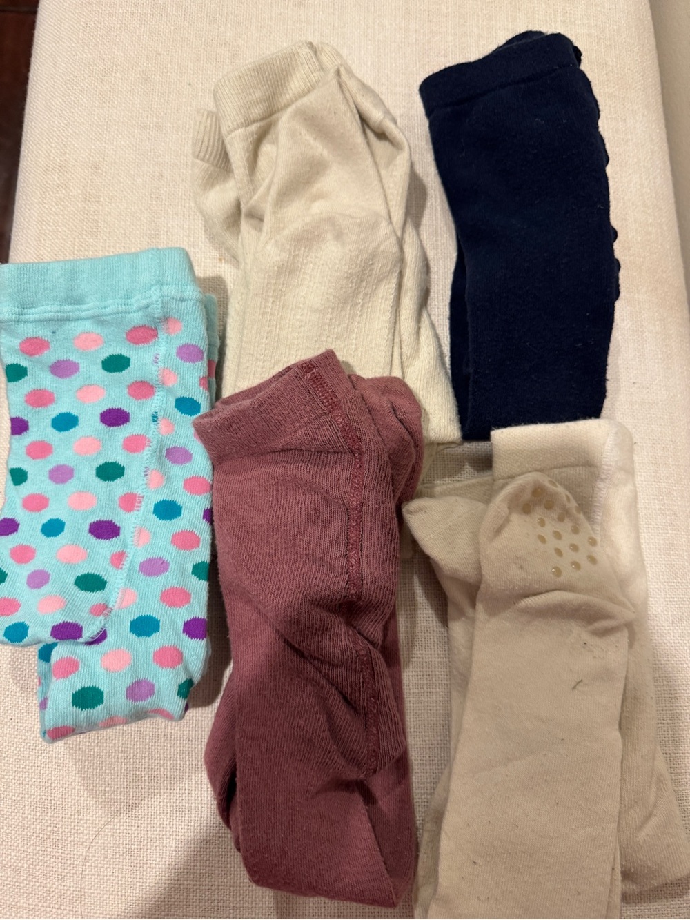 5 pairs of 100% cotton 6-24M tights (IL Gufo, Mori, Vertbaudet, etc) EUROPEAN